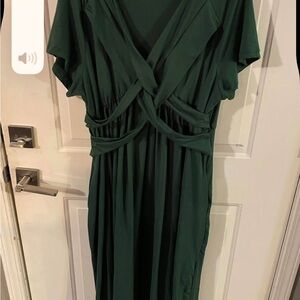 SHEIN Green Ruched Wrap Maxi Dress for Wedding Guest